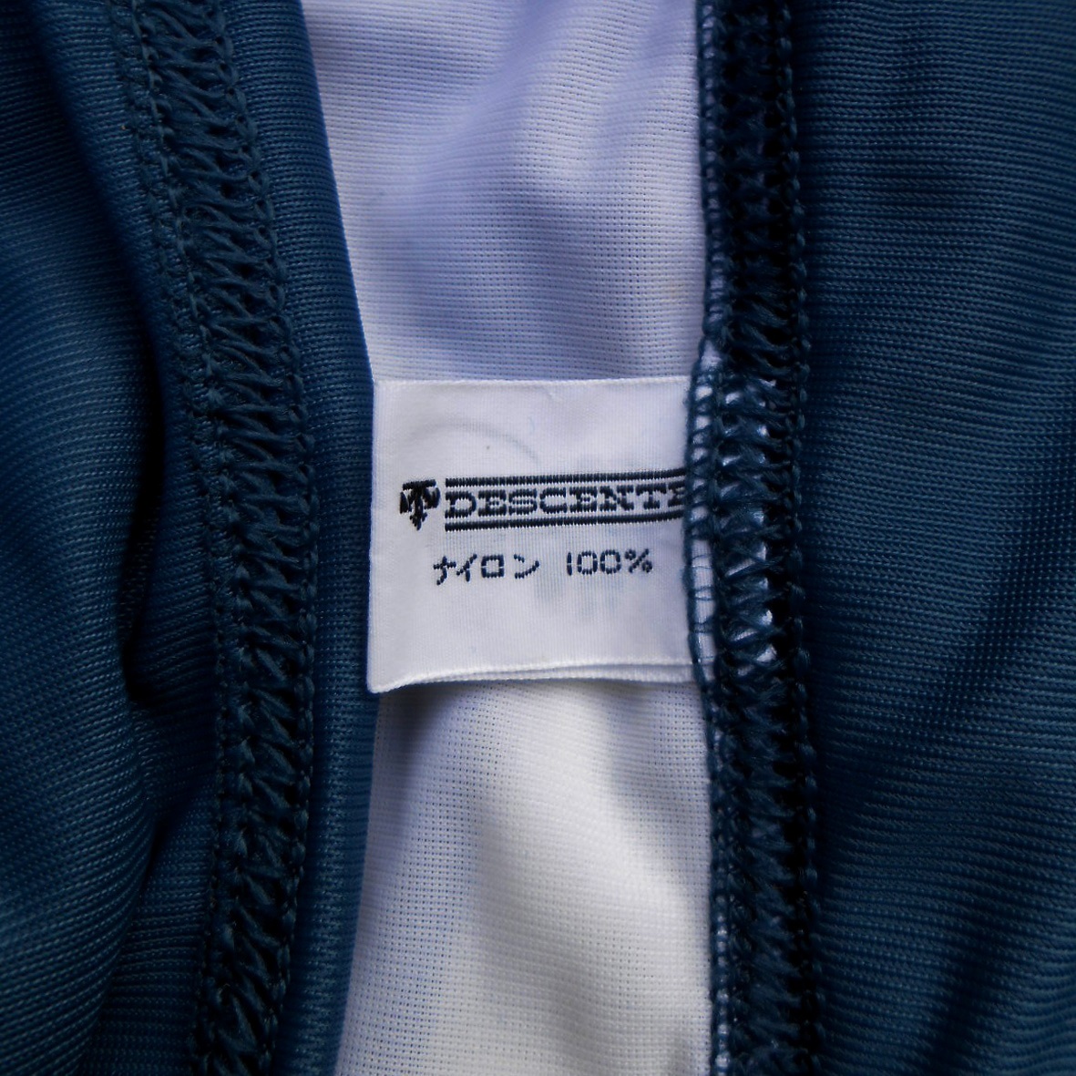 未使用 '80s DESCENTE デサント S2 女児用 スクール水着 ネイビーxホワイト 紺x白 ワンピース ナイロン 日本製 昭和 デッドストック 保管品_画像8