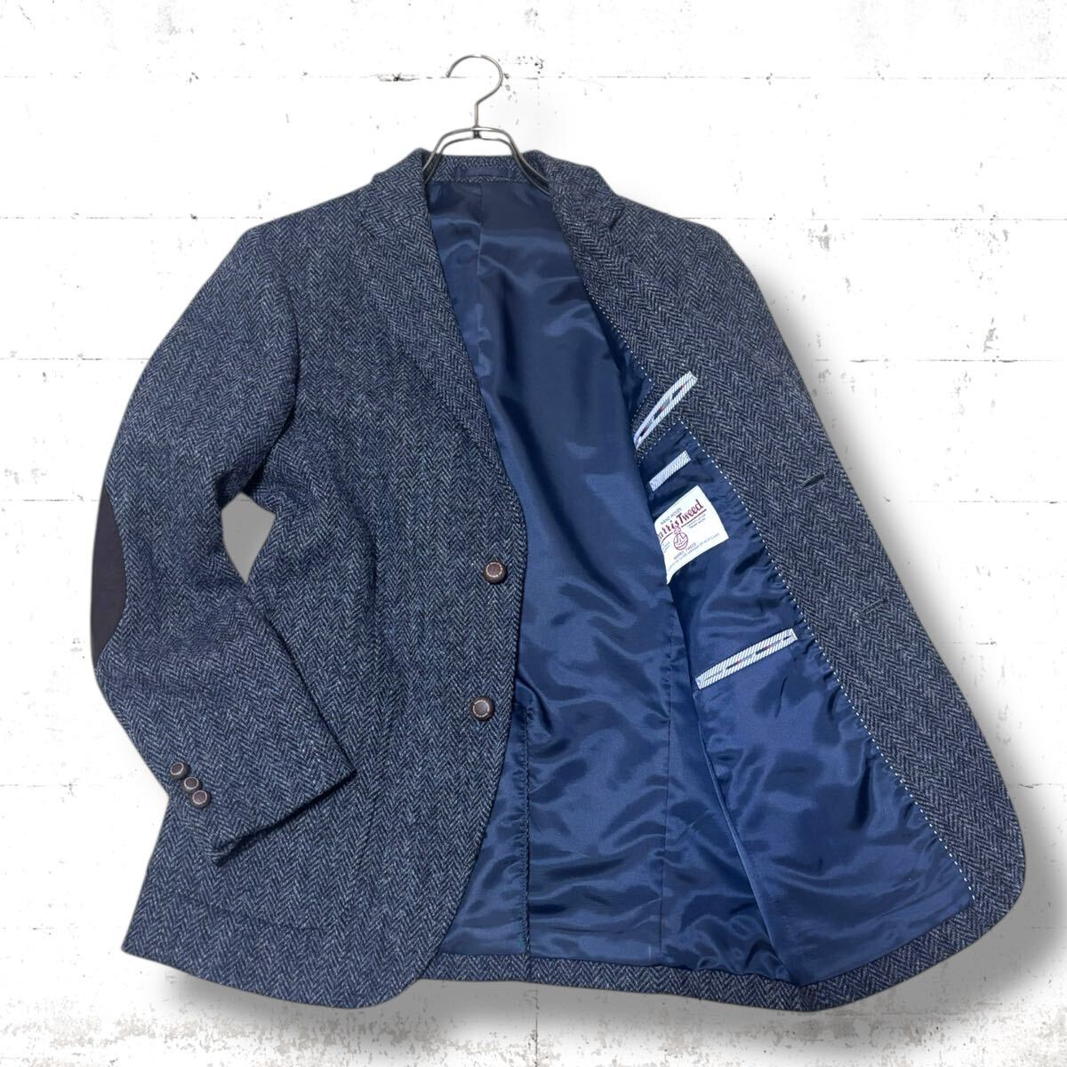 極美品　ハリスツイード　ウール　エルボーパッチ　アンコン　ジャケット　HARRISTWEED ケント　Mサイズ　くるみ　胡桃ボタン　kent 2B_画像1