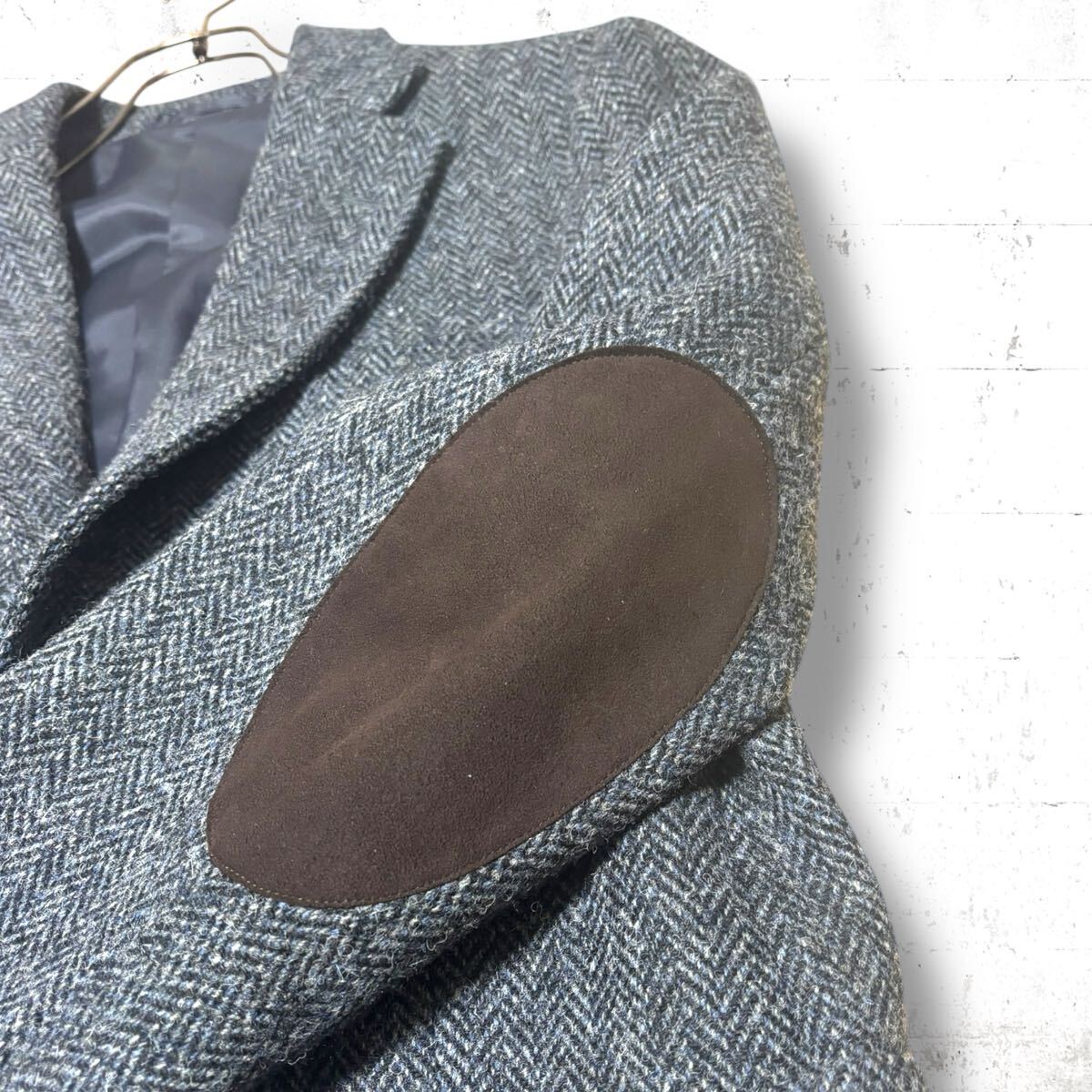 極美品　ハリスツイード　ウール　エルボーパッチ　アンコン　ジャケット　HARRISTWEED ケント　Mサイズ　くるみ　胡桃ボタン　kent 2B_画像3