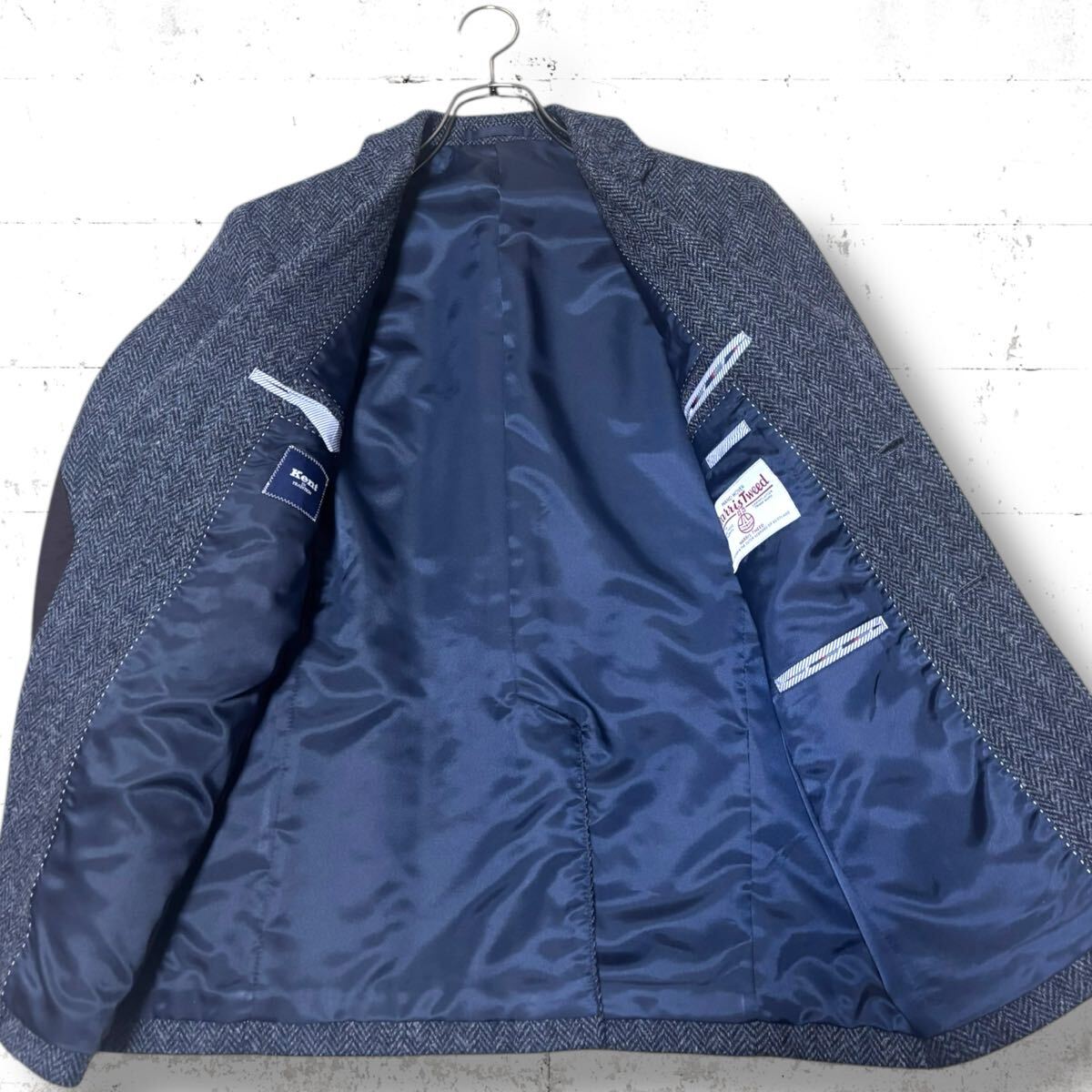極美品　ハリスツイード　ウール　エルボーパッチ　アンコン　ジャケット　HARRISTWEED ケント　Mサイズ　くるみ　胡桃ボタン　kent 2B_画像6