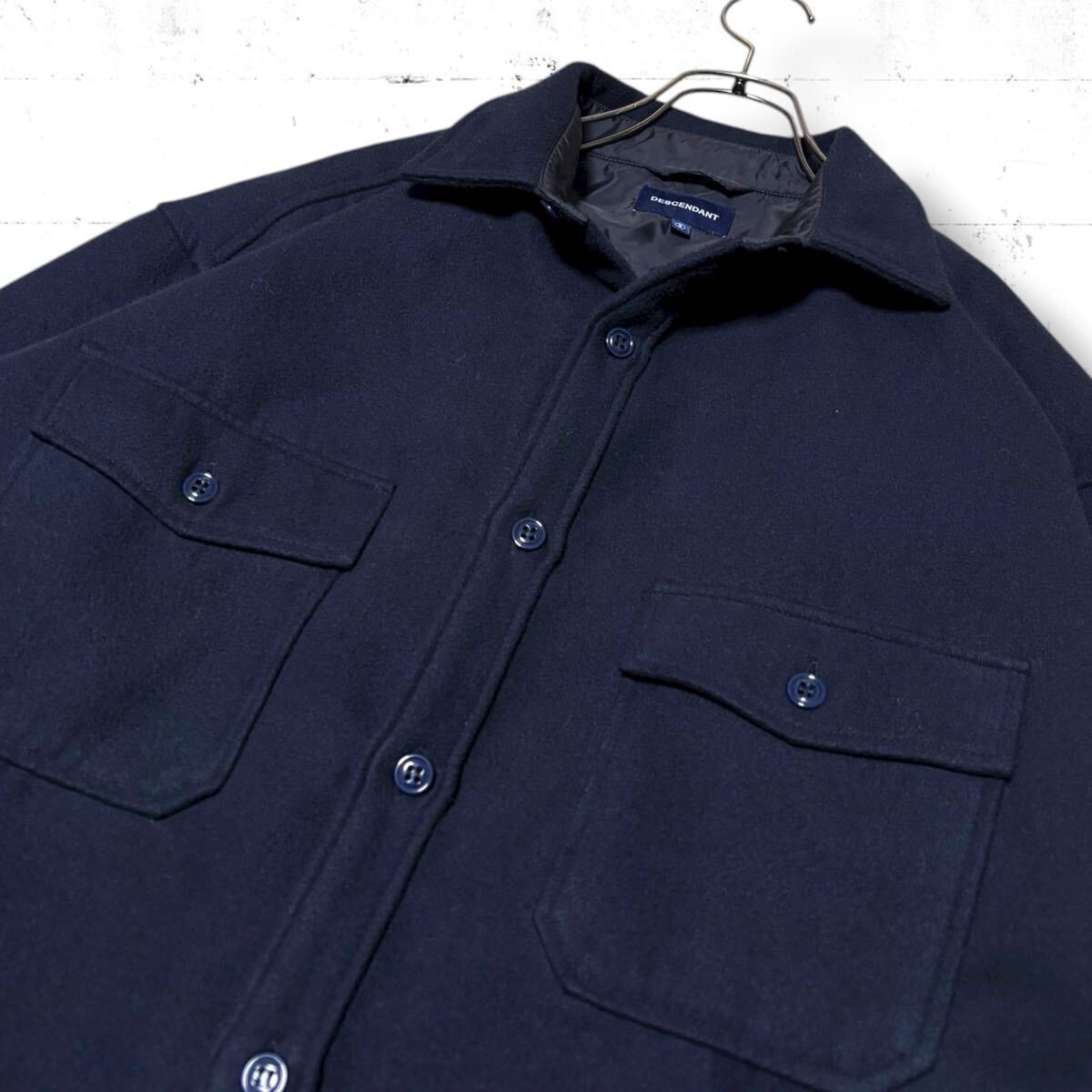 descendant CPOC フリース　シャツ　ジャケット　オーバーサイズ　紺色　ダークネイビー　M L ディセンダント　DWU タグ_画像4