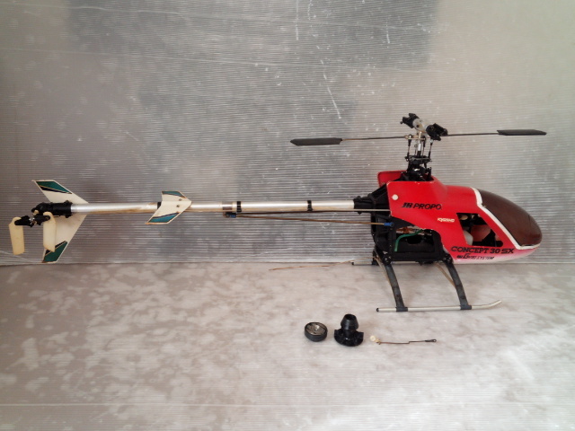 京商 製 コンセプト ３０ SX 部品取り、再生用に ヘッド周りにオプションパーツ付き_画像2