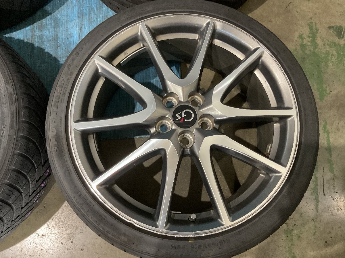 ① トヨタ プリウス ZVW30 G’s アルミホイール 補修前提 18x7.5J +50 5H100 タイヤ3本要交換（A8-101 135012）　　　_画像3