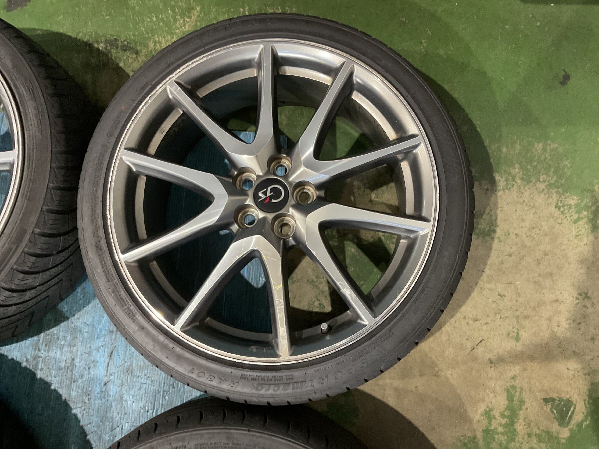 ① トヨタ プリウス ZVW30 G’s アルミホイール 補修前提 18x7.5J +50 5H100 タイヤ3本要交換（A8-101 135012）　　　_画像2