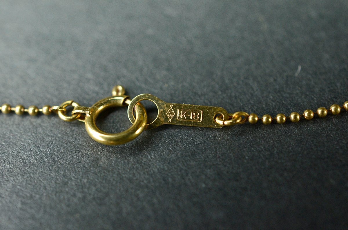 K18 イエローゴールドネックレス パール・真珠・YG 約20cm 2.4g(2.43g)(石込み) 本体のみ★【YB】中古25Y1030-3_画像9