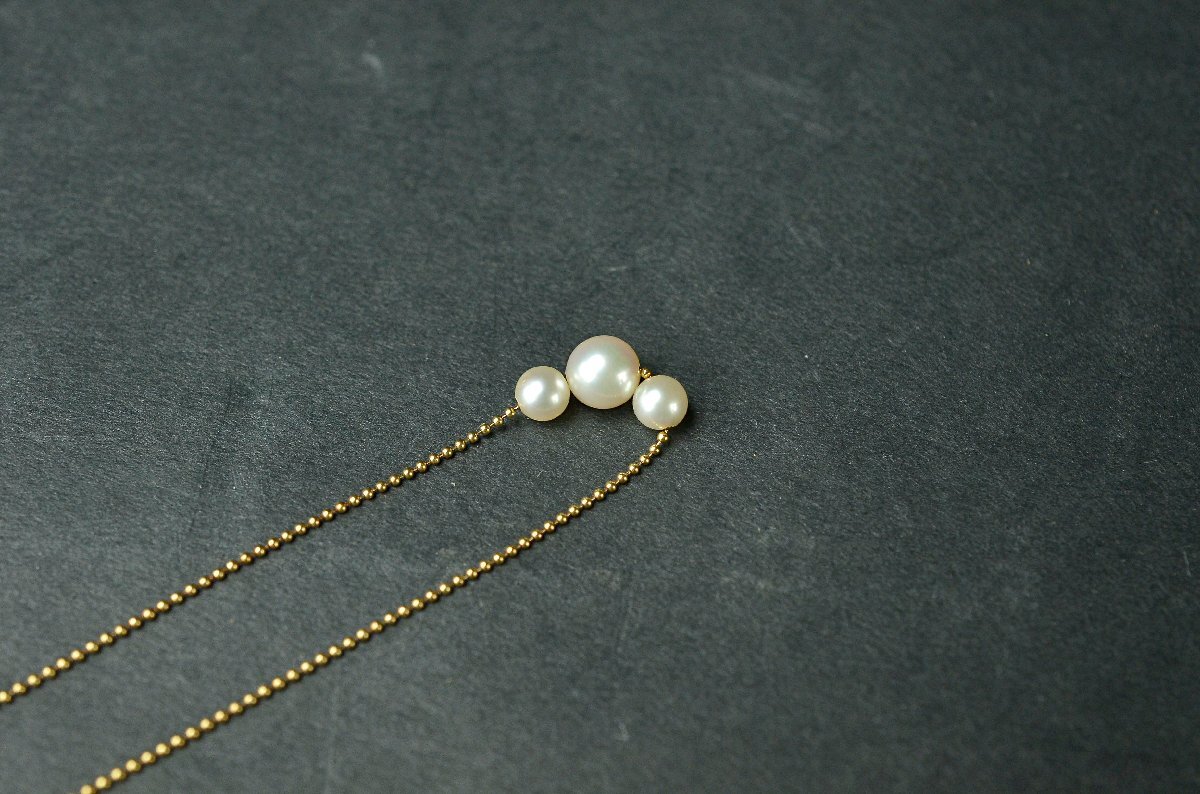 K18 イエローゴールドネックレス パール・真珠・YG 約20cm 2.4g(2.43g)(石込み) 本体のみ★【YB】中古25Y1030-3_画像7