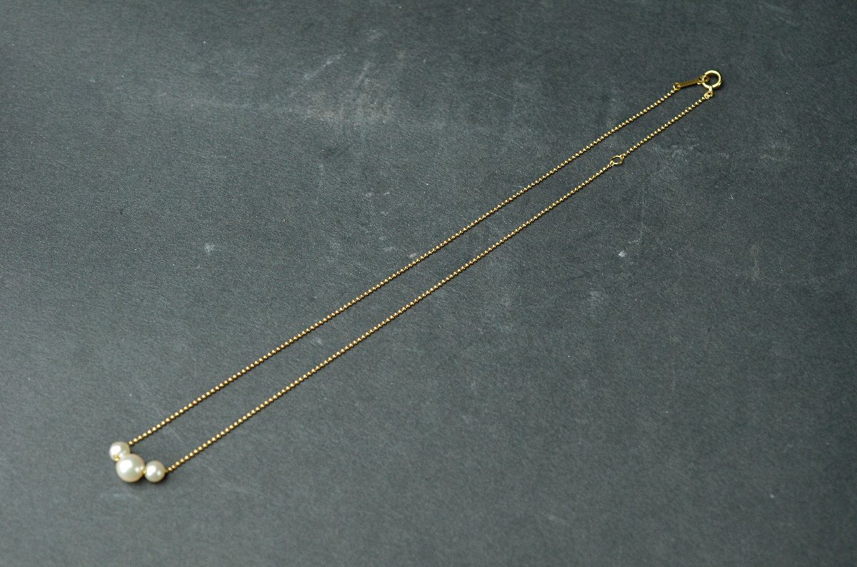 K18 イエローゴールドネックレス パール・真珠・YG 約20cm 2.4g(2.43g)(石込み) 本体のみ★【YB】中古25Y1030-3_画像2