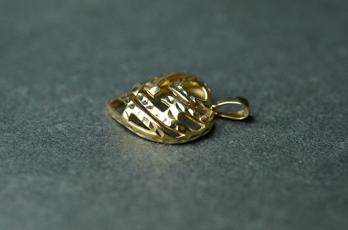 K14保証 イエローゴールド ハート形ペンダントトップ 2.4g(2.45g) 14K刻印 ※11月13日に井島貴金属X線検査資料付属 本体のみ★【YB】YG中古_画像3