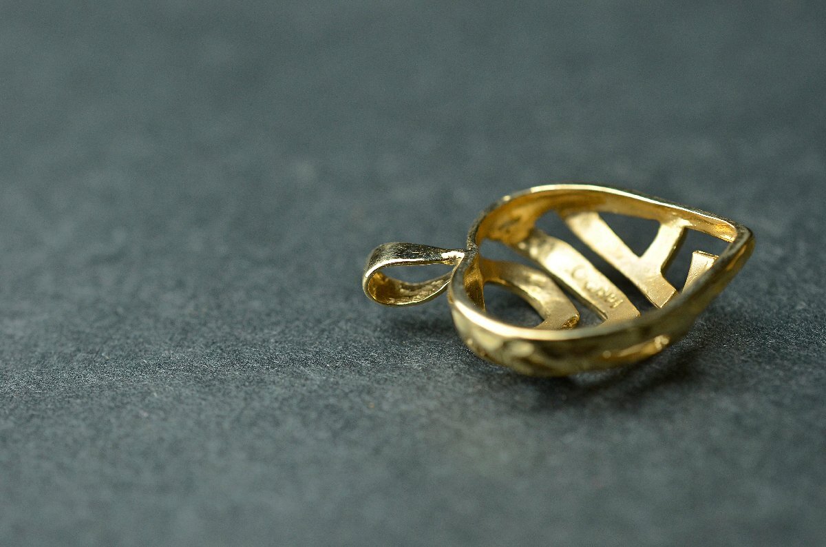 K14保証 イエローゴールド ハート形ペンダントトップ 2.4g(2.45g) 14K刻印 ※11月13日に井島貴金属X線検査資料付属 本体のみ★【YB】YG中古_画像7