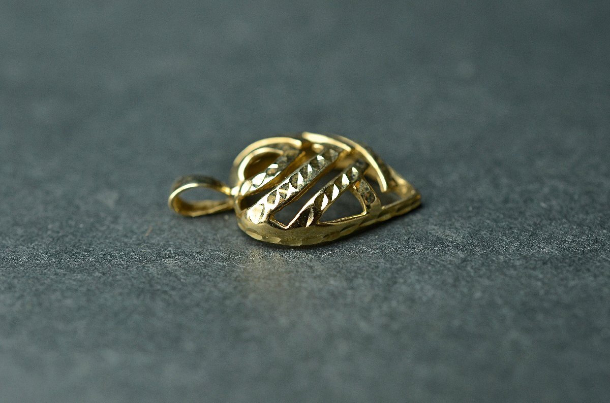 K14保証 イエローゴールド ハート形ペンダントトップ 2.4g(2.45g) 14K刻印 ※11月13日に井島貴金属X線検査資料付属 本体のみ★【YB】YG中古_画像5