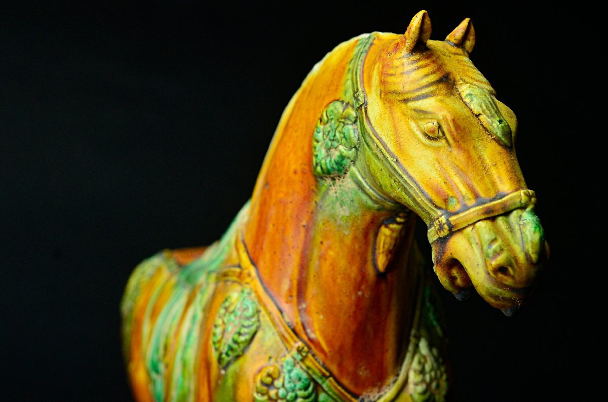 唐三彩馬俑・桐箱付属 ★【YB】中国古玩骨董25Y1055_画像2