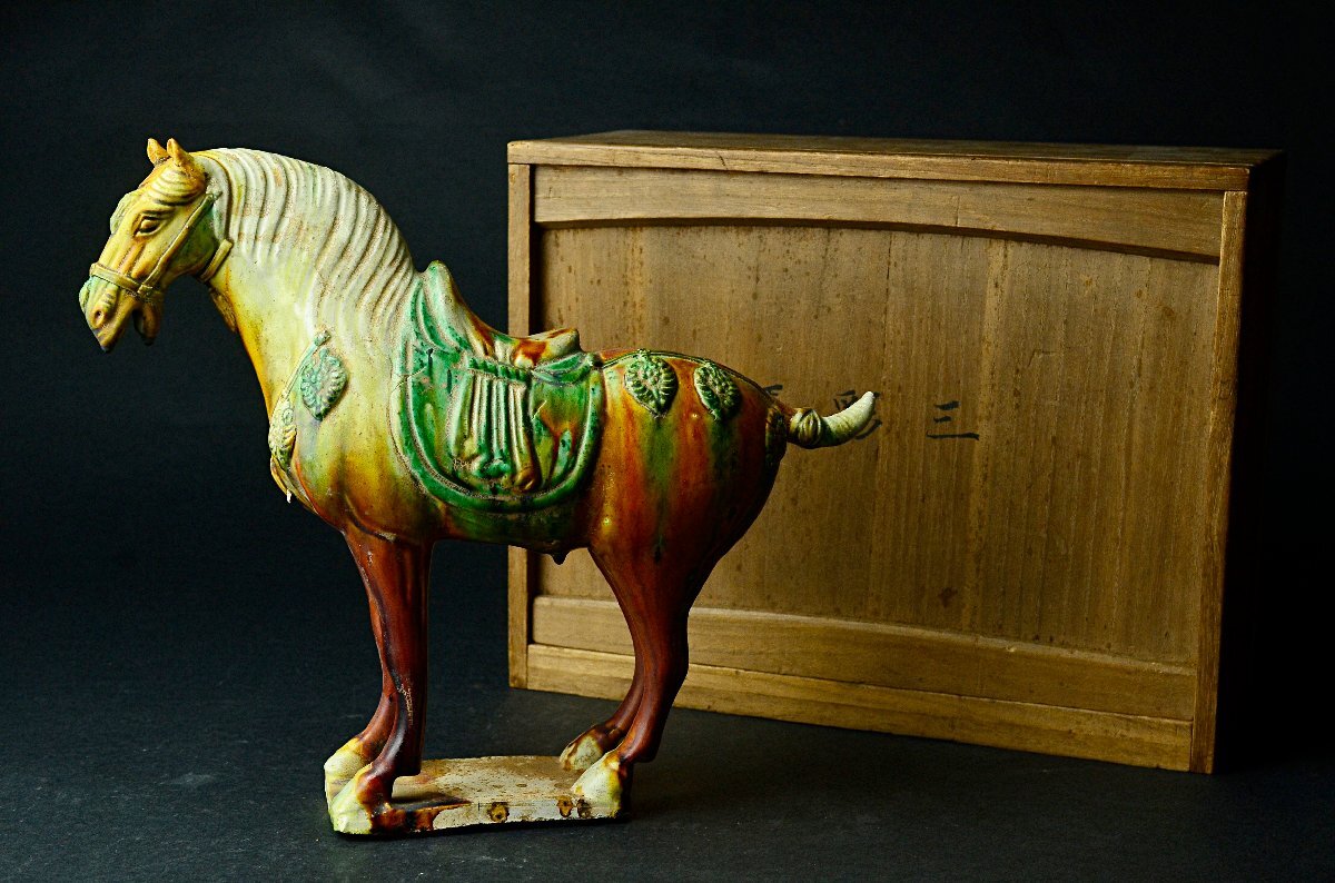 唐三彩馬俑・桐箱付属 ★【YB】中国古玩骨董25Y1055_画像8