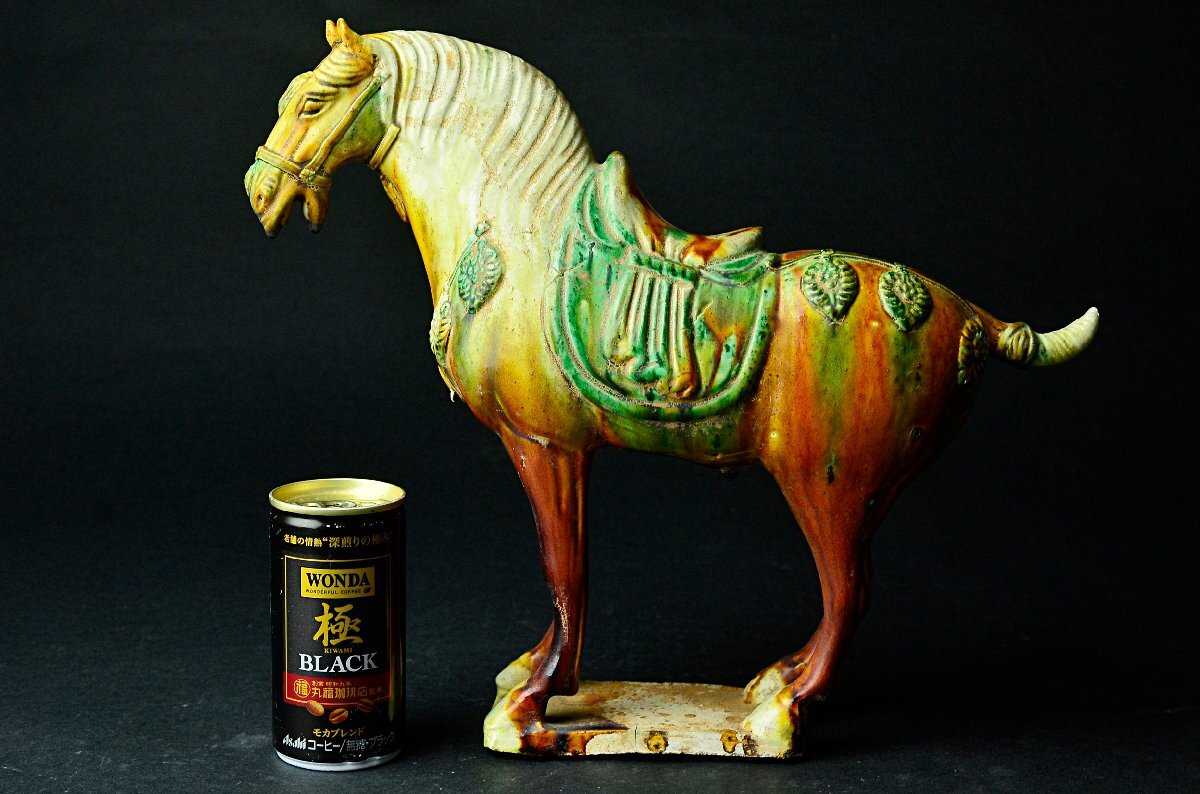 唐三彩馬俑・桐箱付属 ★【YB】中国古玩骨董25Y1055_画像3