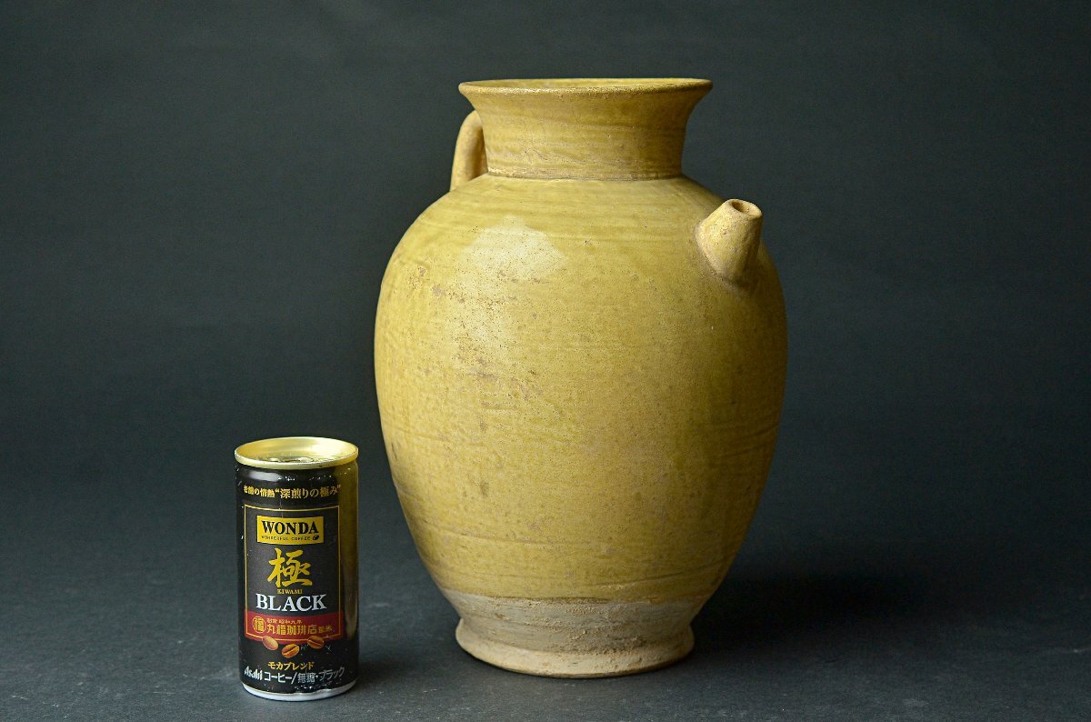 唐代寿州窯黄釉執壺・唐代黄釉水注・古木製専用箱付属 ★【YB】中国古玩骨董25Y1040_画像2