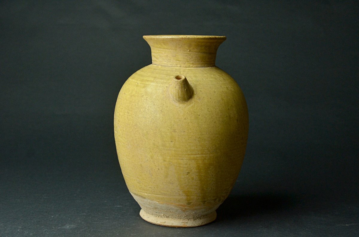 唐代寿州窯黄釉執壺・唐代黄釉水注・古木製専用箱付属 ★【YB】中国古玩骨董25Y1040_画像5