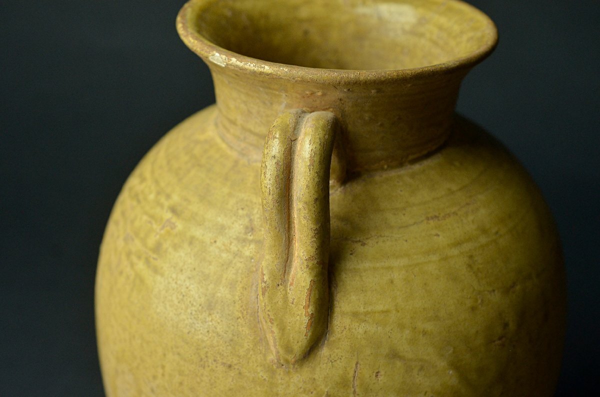唐代寿州窯黄釉執壺・唐代黄釉水注・古木製専用箱付属 ★【YB】中国古玩骨董25Y1040_画像4