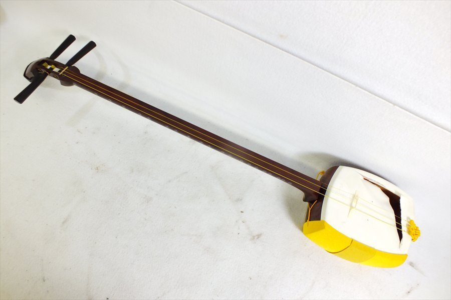 【08】彦坂三味線店 丸打 2.7cm中棹 棹はカリン 三味線 中古 現状品 251008R7828_画像2