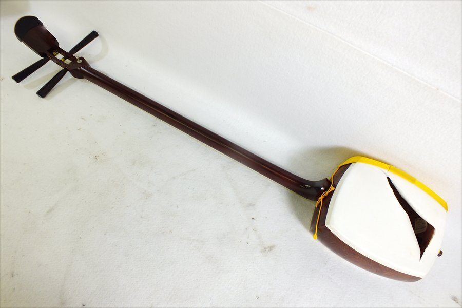 【08】彦坂三味線店 丸打 2.7cm中棹 棹はカリン 三味線 中古 現状品 251008R7828_画像6