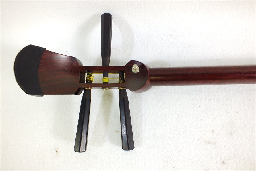 【08】彦坂三味線店 丸打 2.7cm中棹 棹はカリン 三味線 中古 現状品 251008R7828_画像7