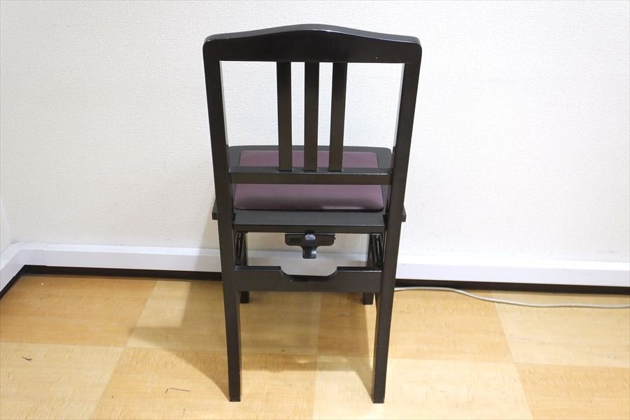 【01】 トムソンチェア 高さ調節可能 背もたれ付 ピアノ椅子 中古 現状品 251101S9684_画像3
