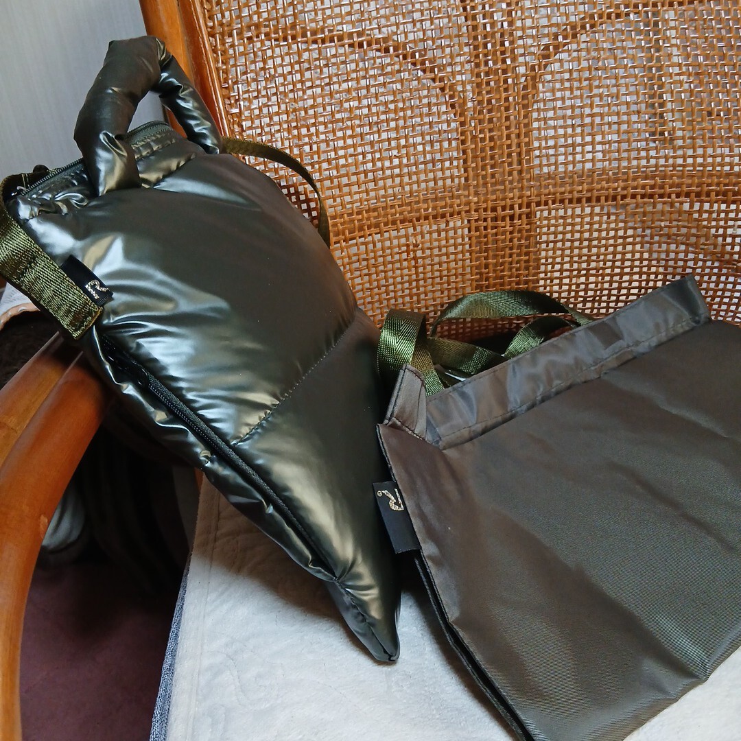 ルートート　サコッシュ　エコバッグ付き ミニショルダーバッグ　フェザールー　ROOTOTE　軽量　カーキ色 _画像6