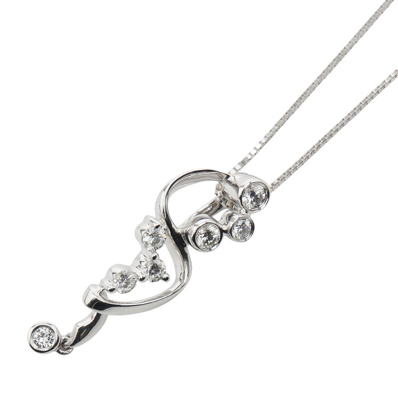 K18WG белое золото diamond 0.41ct подвеска колье женский б/у 