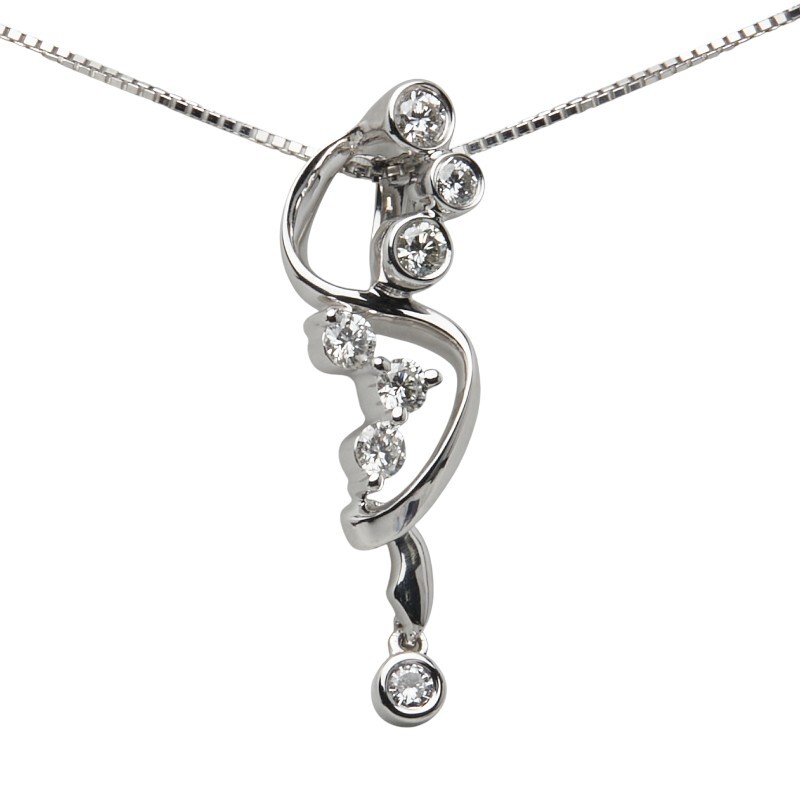 K18WG белое золото diamond 0.41ct подвеска колье женский б/у 