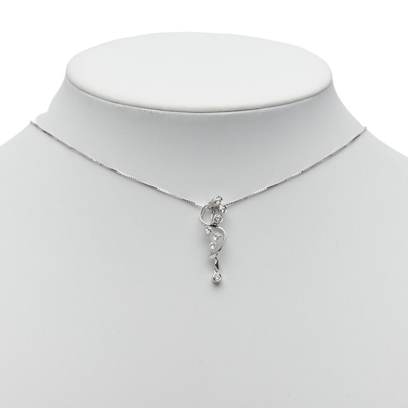 K18WG белое золото diamond 0.41ct подвеска колье женский б/у 