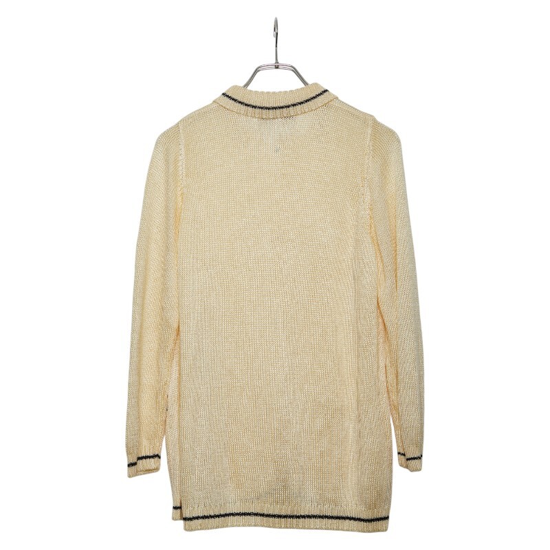  Fendi Logo вышивка кардиган размер :40 слоновая кость черный искусственный шелк женский FENDI [ б/у ]