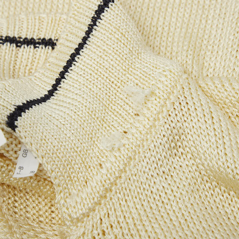  Fendi Logo вышивка кардиган размер :40 слоновая кость черный искусственный шелк женский FENDI [ б/у ]