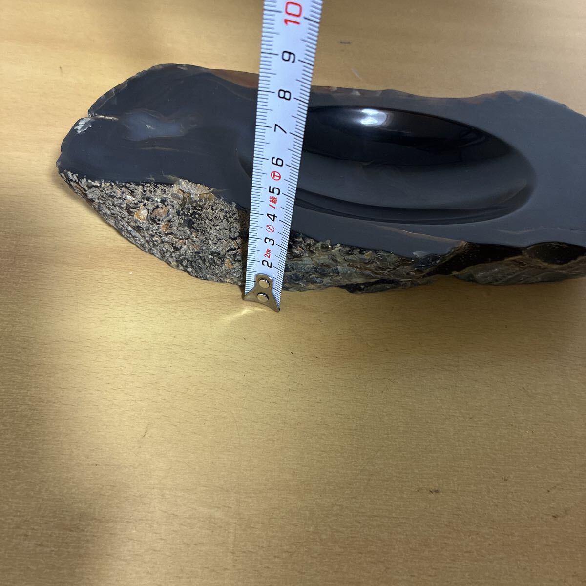 S25111016 鑑賞石 天然石 置物 オブジェ 小物入れ アゲート 瑪瑙 オブシディアン 黒曜石 原石 自然石_画像7