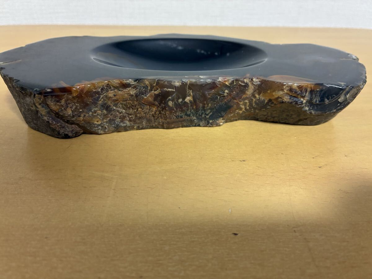 S25111016 鑑賞石 天然石 置物 オブジェ 小物入れ アゲート 瑪瑙 オブシディアン 黒曜石 原石 自然石_画像2