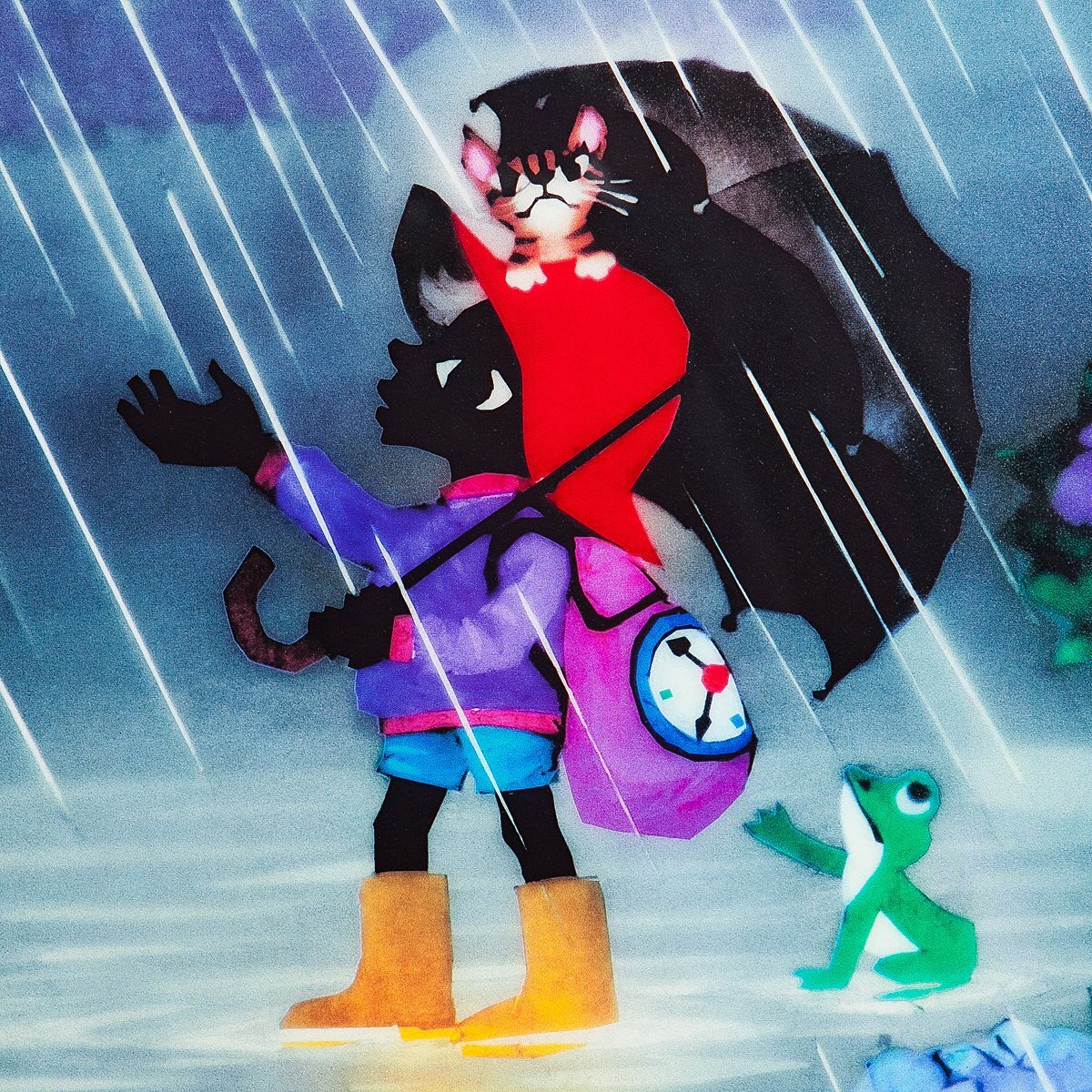 【1on1】真作 藤城清治 『あじさいと少年』 DX影絵版 リトグラフ 直筆サイン ed.250 額装 保証書付 ／ 日本における影絵作家第一人者_画像4