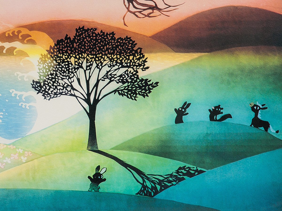 【1on1】真作 藤城清治 『夢がとぶ』 オリジナルリトグラフ 直筆サイン ed.500 額装 保証書付 ／ 日本における影絵作家第一人者_画像6