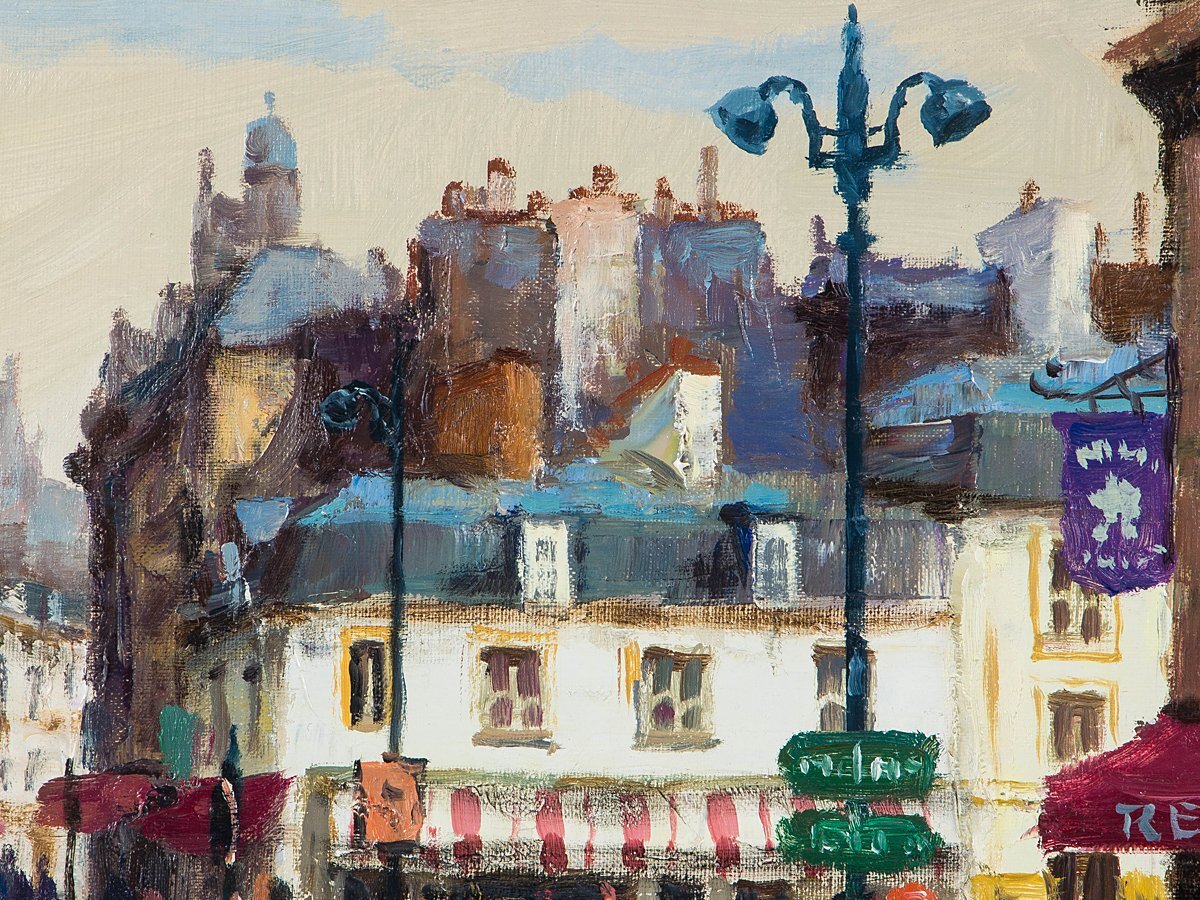 【1on1】真作 内田晃 『パリ風景』 油彩 キャンバス 4号 額装 ／ 大調和会委員 文部大臣賞 二元会常任委員_画像5