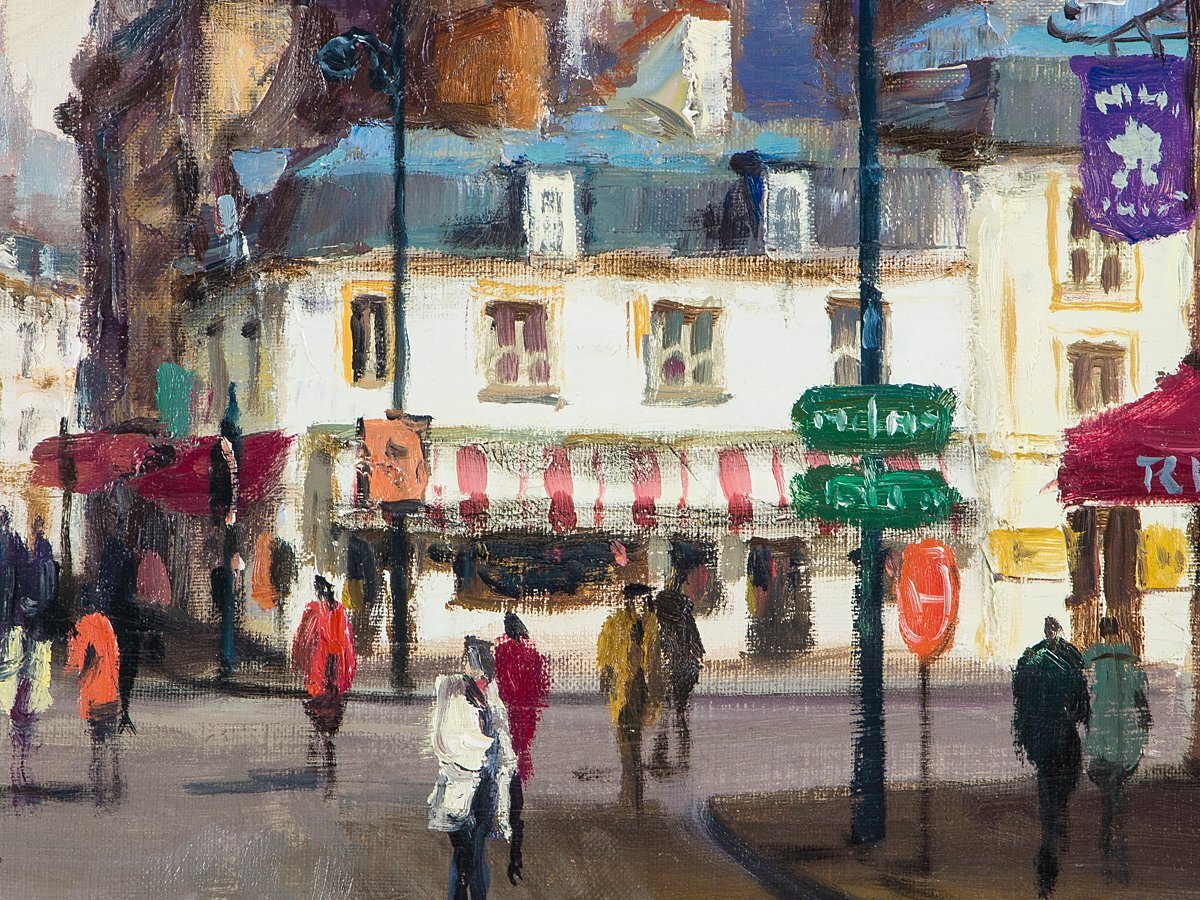 【1on1】真作 内田晃 『パリ風景』 油彩 キャンバス 4号 額装 ／ 大調和会委員 文部大臣賞 二元会常任委員_画像6