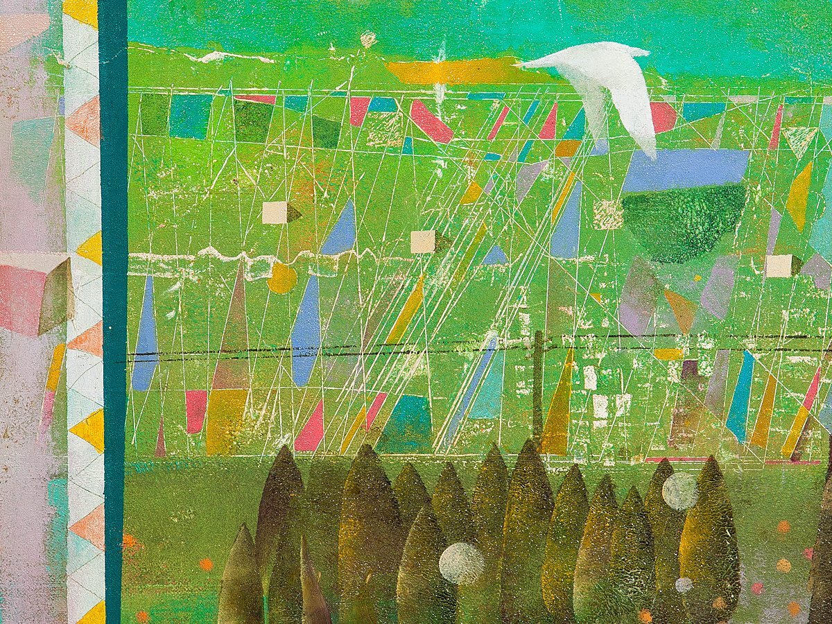 【1on1】真作 藤原護 『otonomie』 油彩 キャンバス 30号 1990年 額装／二紀展優賞 昭和会展優秀賞 兵庫県芸術奨励賞 色彩と音のハーモニー_画像6