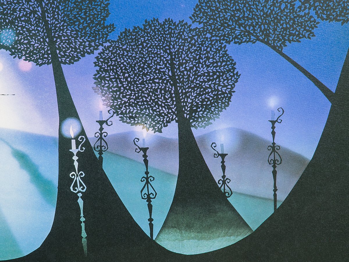 【1on1】真作 藤城清治 『月光のチェロ』 オリジナルリトグラフ 直筆サイン ed.250 額装 保証書付 / 日本における影絵作家第一人者_画像4