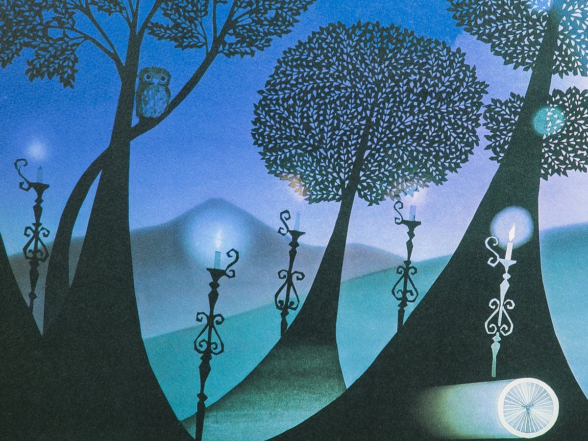 【1on1】真作 藤城清治 『月光のチェロ』 オリジナルリトグラフ 直筆サイン ed.250 額装 保証書付 / 日本における影絵作家第一人者_画像6