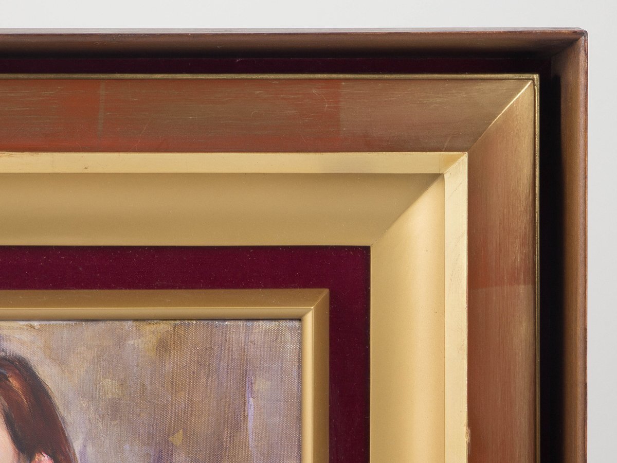 【1on1】真作 江成一郎 『爽春』 裸婦 油彩 キャンバス 6号 平成六年 額装 / 女性像人気画家 白日会会員 師:伊藤清永_画像10