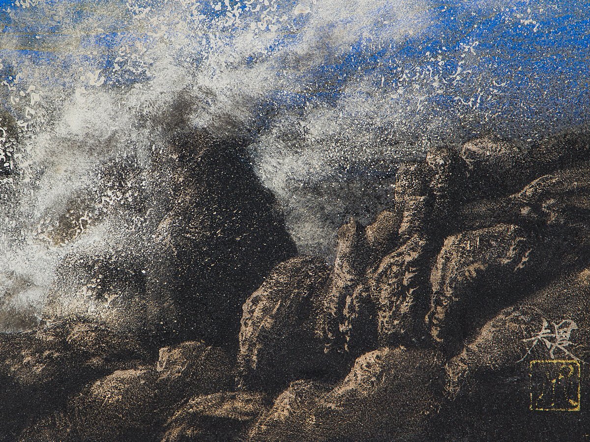 【1on1】真作 清水規 『月明』 日本画 彩色 4号 共シール 額装 大丸取扱 ／ 現代日本画壇巨匠 東京セントラル美術館日本画大賞展招待出品_画像5