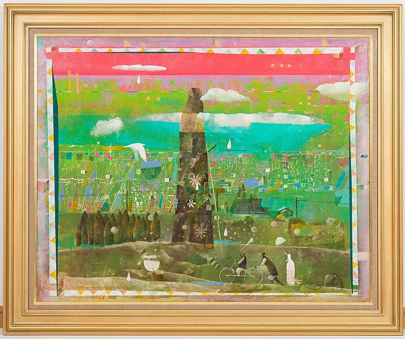 【1on1】真作 藤原護 『otonomie』 油彩 キャンバス 30号 1990年 額装／二紀展優賞 昭和会展優秀賞 兵庫県芸術奨励賞 色彩と音のハーモニー_画像2