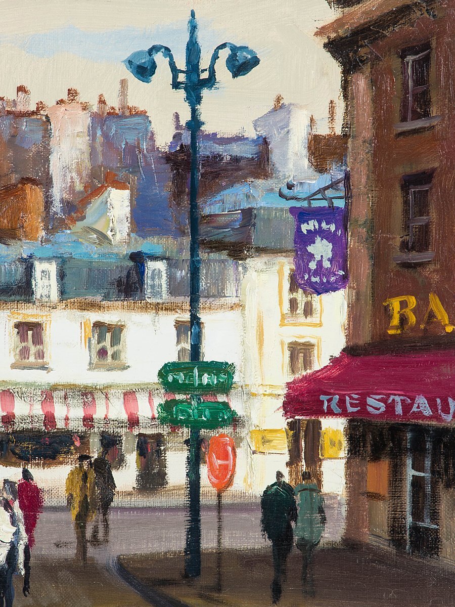 【1on1】真作 内田晃 『パリ風景』 油彩 キャンバス 4号 額装 ／ 大調和会委員 文部大臣賞 二元会常任委員_画像3