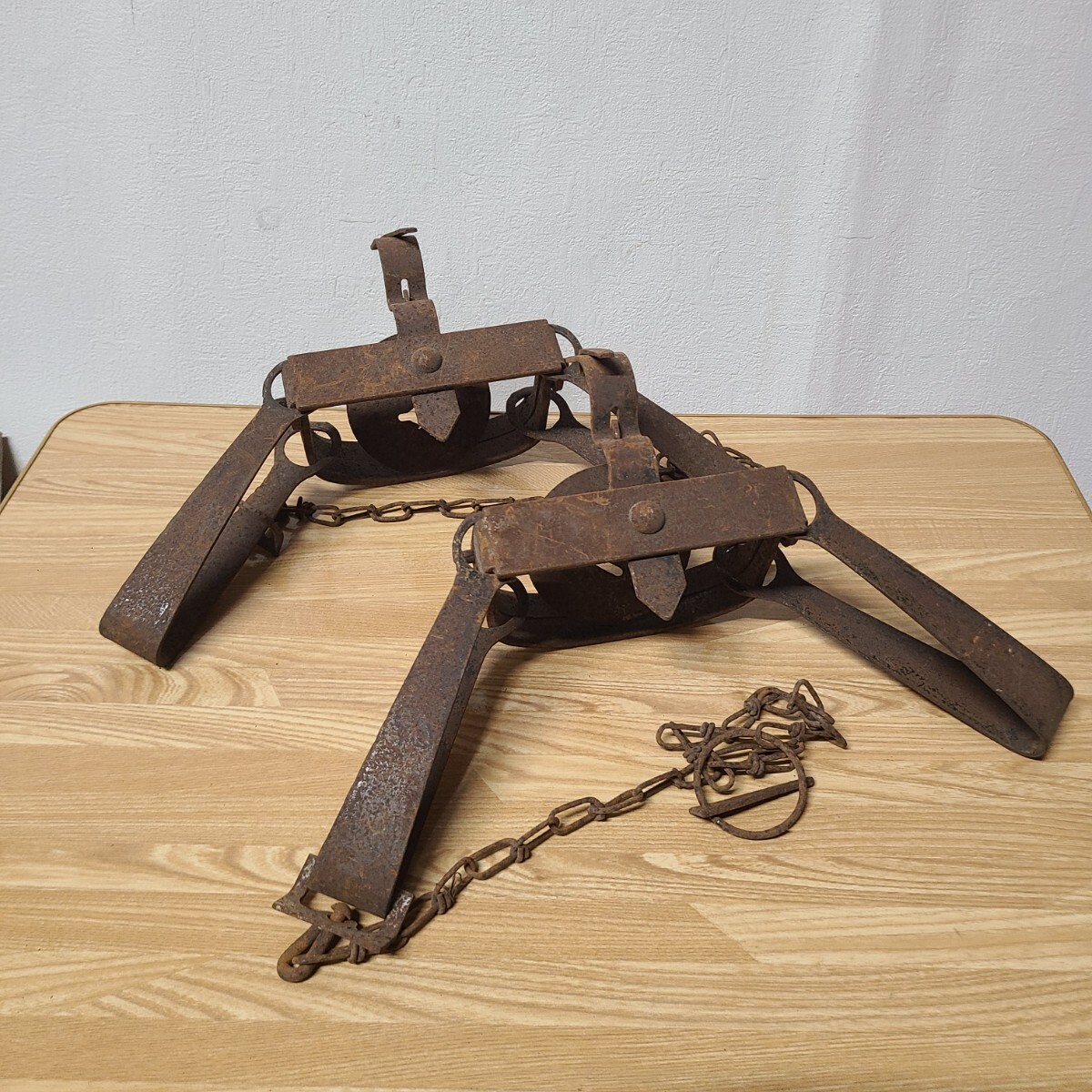 鉄製 動物 罠 2点 まとめて / 古道具 古民具 捕獲器 狩猟 罠猟 アンティーク_画像1