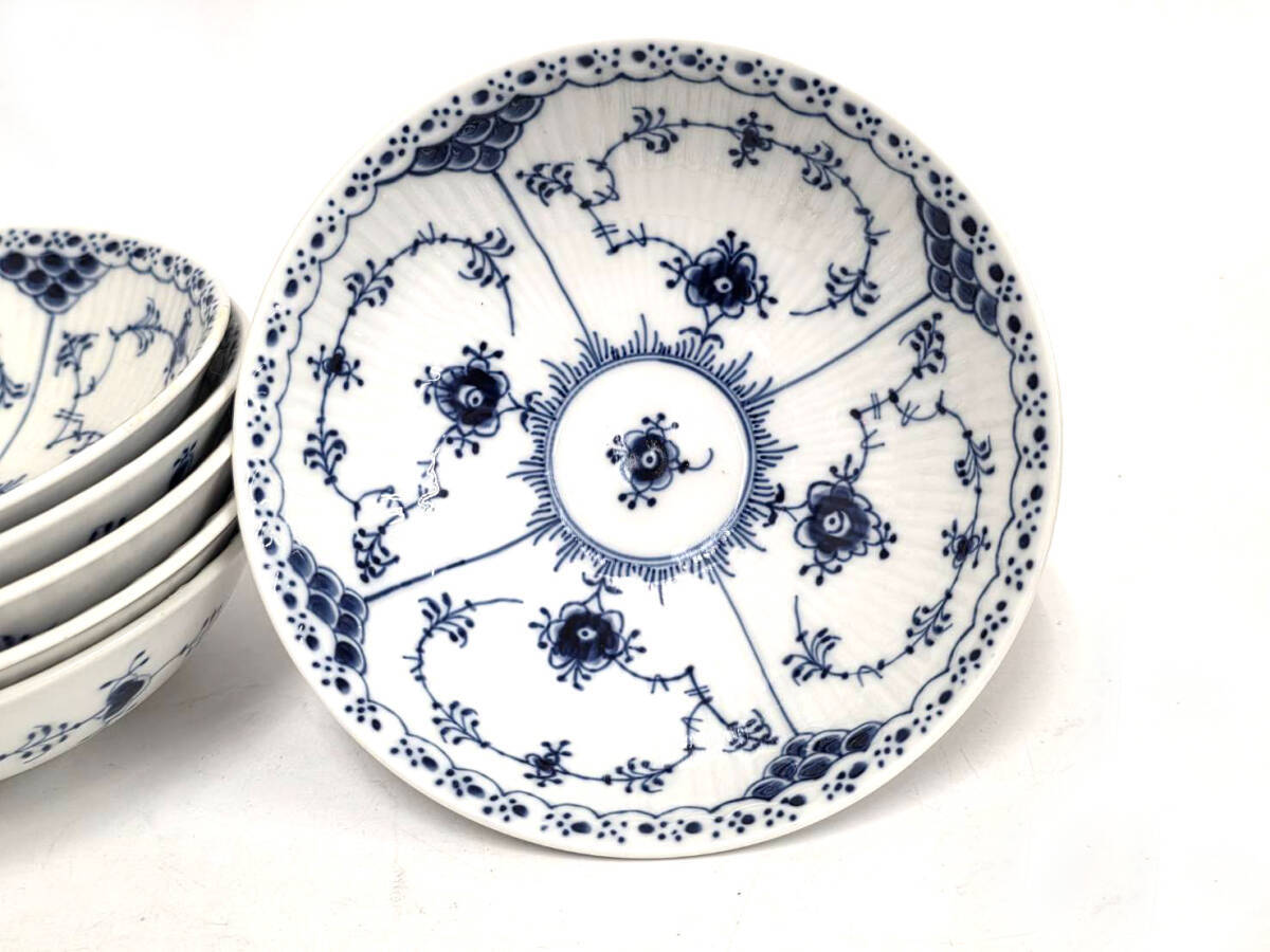 Y H R71114 ROYAL COPENHAGEN ロイヤルコペンハーゲン ブルーフルーテッド ハーフレース ボウル 6点セット_画像2