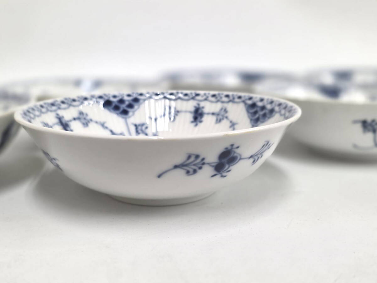 Y H R71114 ROYAL COPENHAGEN ロイヤルコペンハーゲン ブルーフルーテッド ハーフレース ボウル 6点セット_画像5