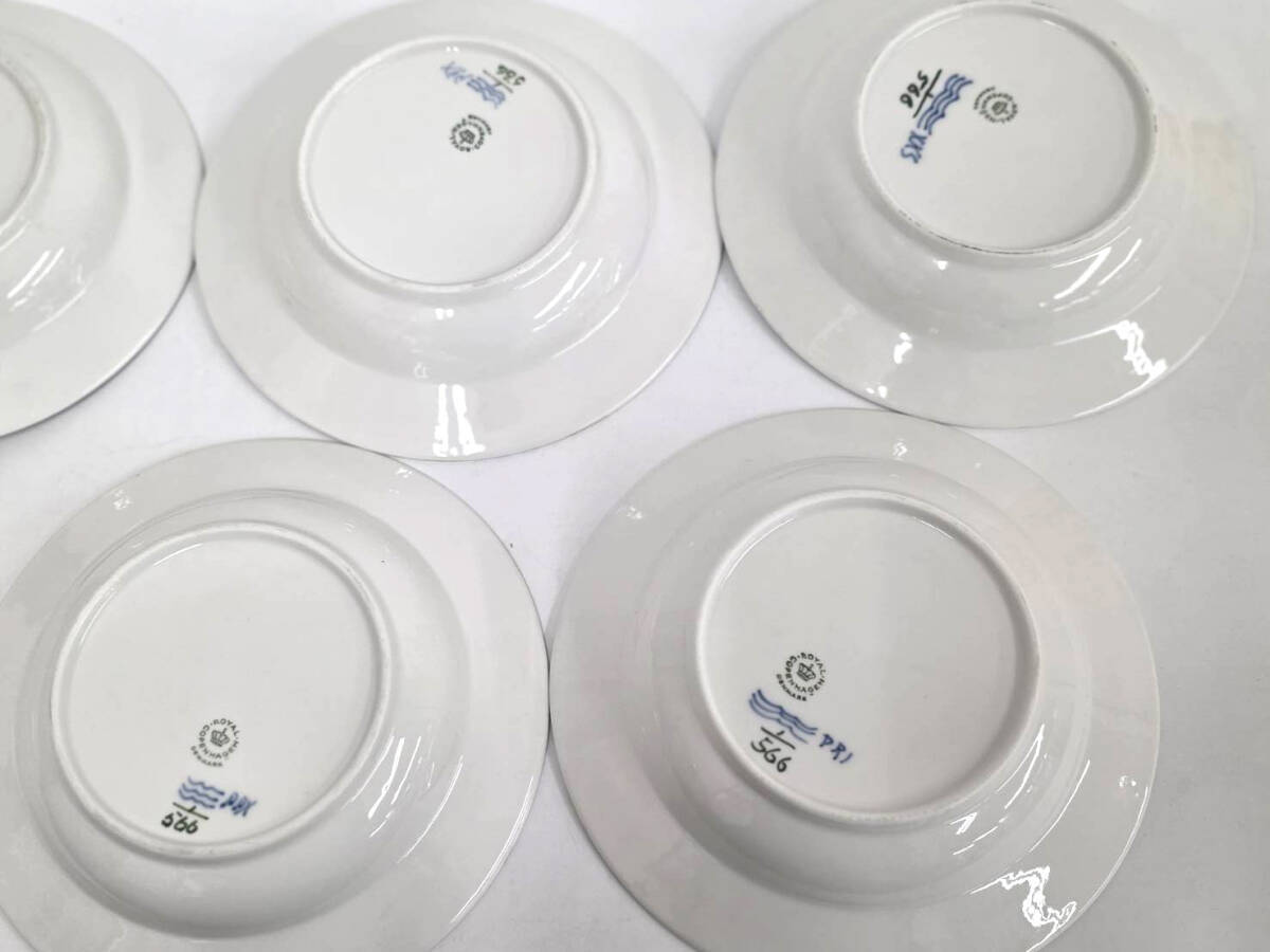 Y H R71112 ROYAL COPENHAGEN ロイヤルコペンハーゲン ブルーフルーテッド ハーフレース プレート スープ皿 深皿 6枚セット_画像5