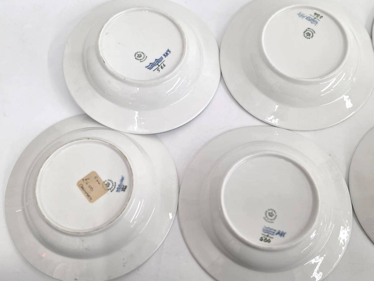 Y H R71112 ROYAL COPENHAGEN ロイヤルコペンハーゲン ブルーフルーテッド ハーフレース プレート スープ皿 深皿 6枚セット_画像6