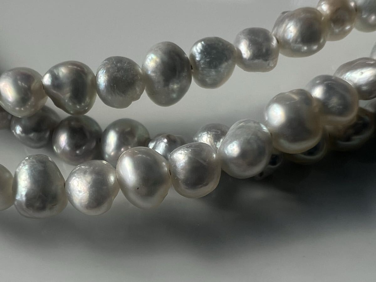 ☆SILVER刻印　バロックパール3連 ネックレス_画像3