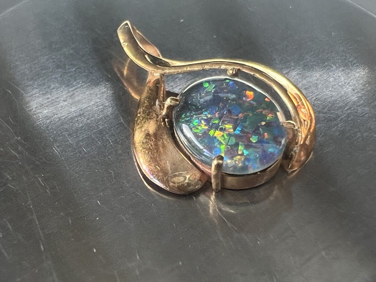☆750刻印　アンティークカラーストーン　ペンダントトップ _画像5